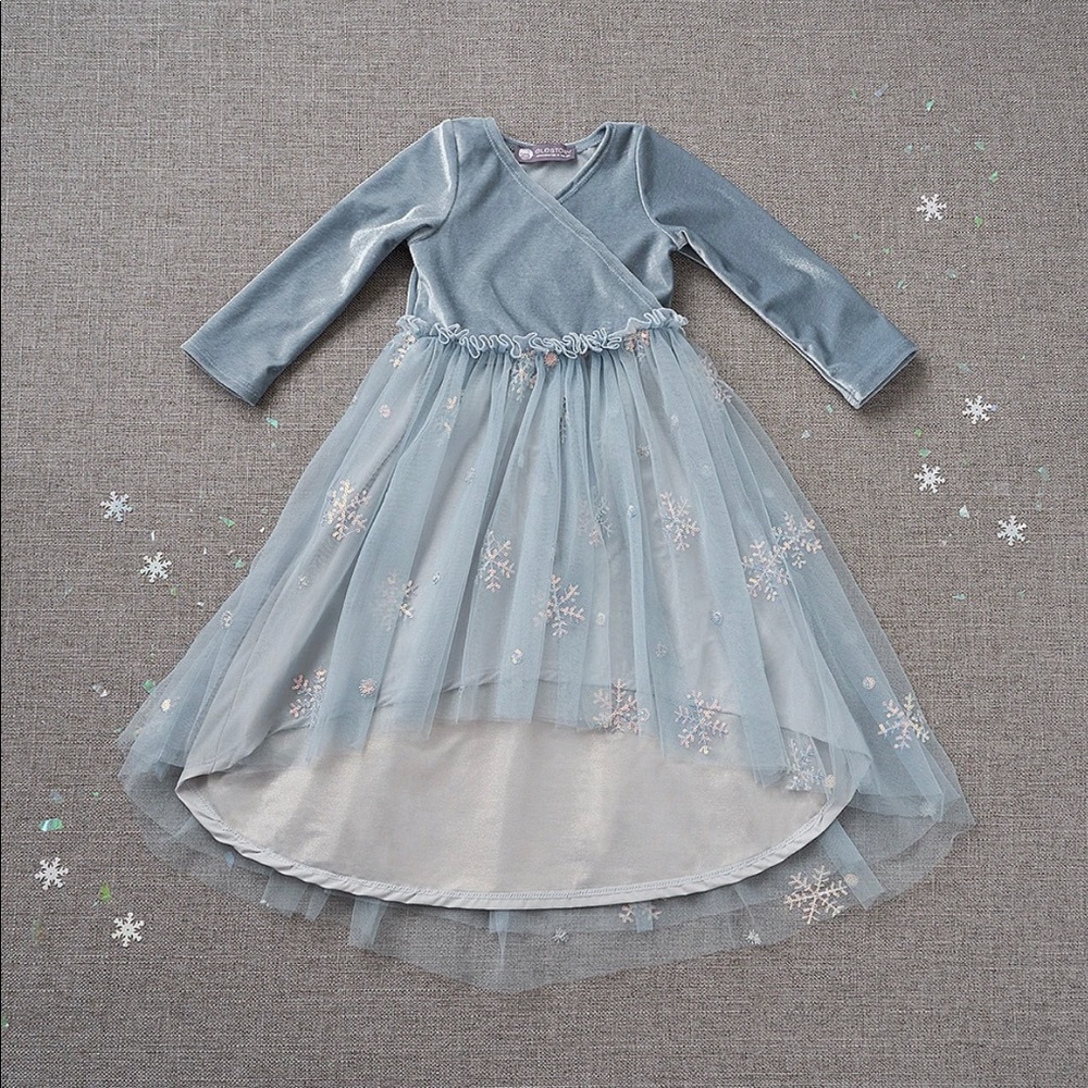 Ele Story ballroom dress in slate (light blue)